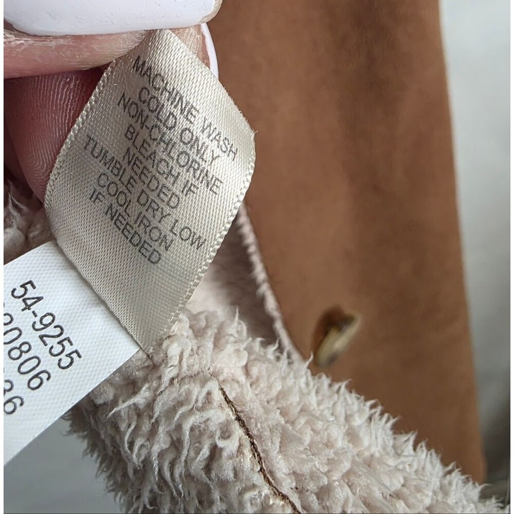 J Jill Jacket Faux Suede Shearling Button Jacket Parka Lightweight Sz XL Brown - Picture 9 of 12